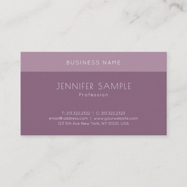 Modern Elegant Minimal Design Pretty Template Top Business Card (Front)