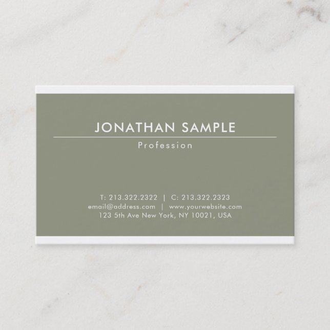 Modern Elegant Minimal Design Trendy Plain Luxury Business Card (Front)