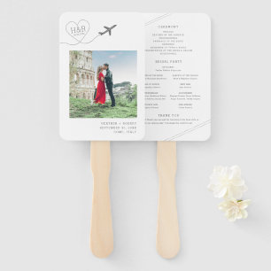 Modern Elegant Minimal Destination Wedding Program Hand Fan