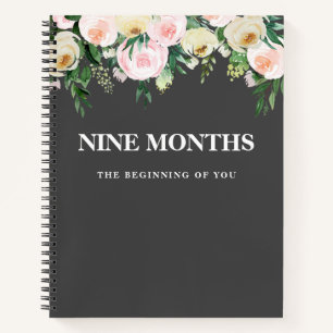 Modern Elegant Minimal Flowers Pregnancy Gift Notebook