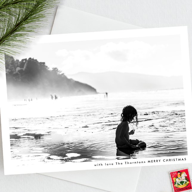 Modern Elegant Minimal Frame MERRY CHRISTMAS Photo Holiday Card (Creator Uploaded)