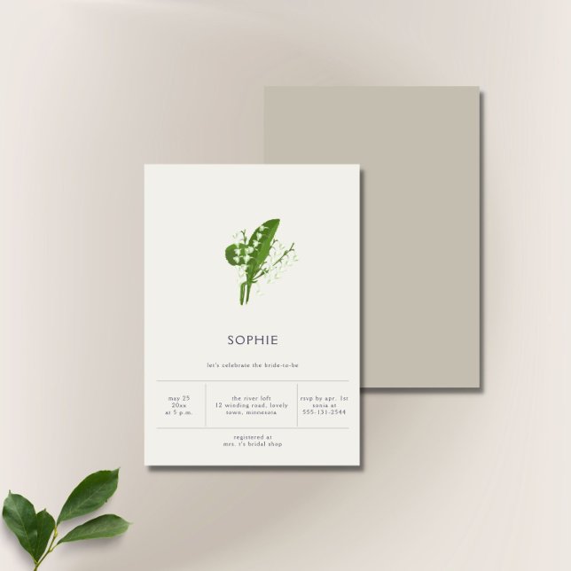 Modern Elegant Minimal Lily Valley Bridal Shower Invitation (Creator Uploaded)