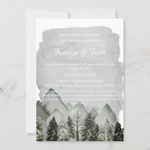 Modern Elegant Minimal Mountain White Font Wedding Invitation