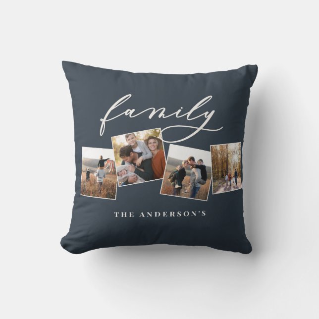 Modern elegant minimal photo collage personalized cushion (Front)