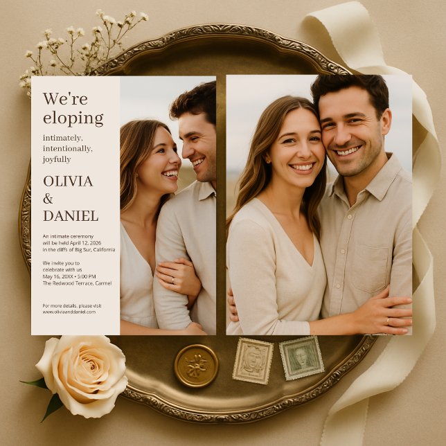 Modern Elegant Minimal Photo Elopement  Invitation (Creator Uploaded)