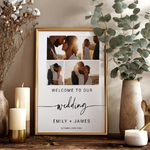Modern Elegant Minimal Photos Wedding Welcome Poster