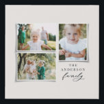 Modern elegant minimal script photo collage faux c faux canvas print<br><div class="desc">Modern photo collage 3d effect multi photo canvas with space for name and initial. Colours can be changed to suit your decor. Part of a collection.</div>