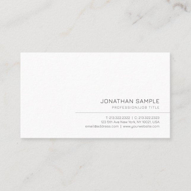 Modern Elegant Minimal Template Your Custom Text Business Card (Front)