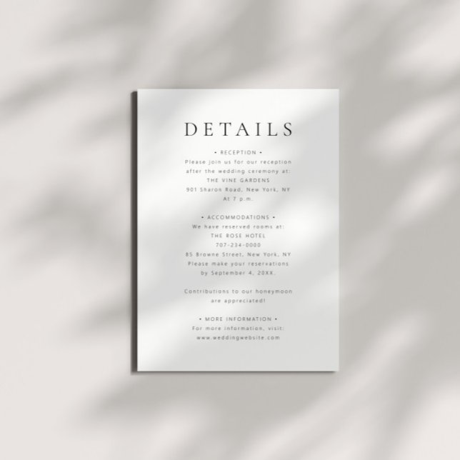 Modern Elegant Minimal Wedding Details Enclosure Card (Creator Uploaded)