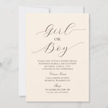 Modern Elegant Minimalist Beige Baby Gender Reveal