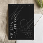 Modern Elegant Minimalist Black and White Wedding Invitation<br><div class="desc">Modern Elegant Minimalist Black and White Wedding Invitation. Featuring script monogram typography and minimal graphic design that you can personalise with details and information for guests.</div>