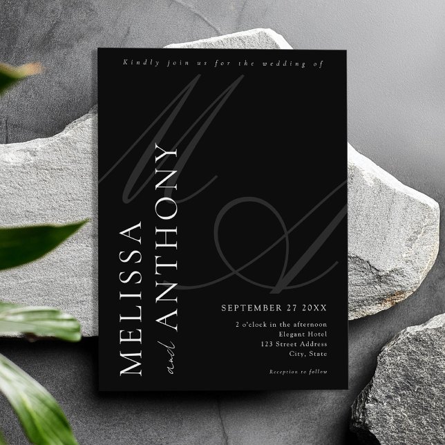 Modern Elegant Minimalist Black and White Wedding Invitation (Creator Uploaded)