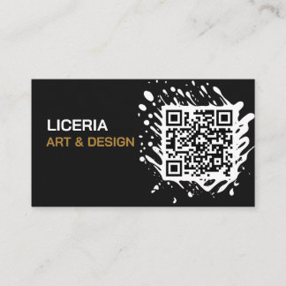 Modern Elegant Minimalist Black & Gold QR Code Business Card