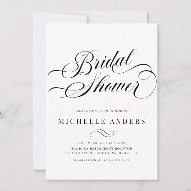  Modern Elegant Minimalist Bridal Shower Invitation (Front)