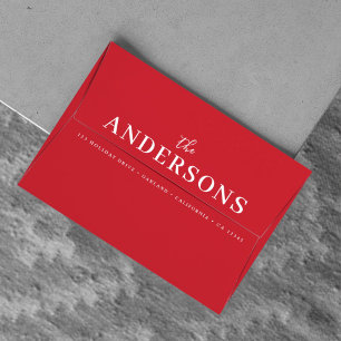 Modern Elegant Minimalist Bright Red Large Name Envelope