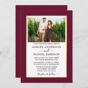Modern Elegant Minimalist Burgundy Wedding Invitation
