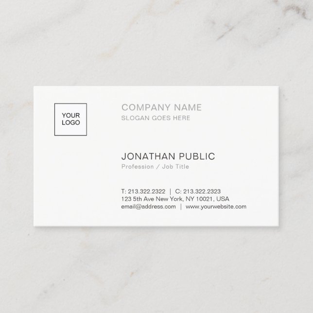 Modern Elegant Minimalist Company Template Simple Business Card (Front)