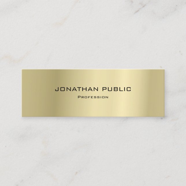 Modern Elegant Minimalist Design Gold Plain Luxury Mini Business Card (Front)