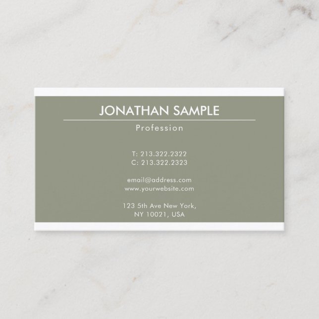 Modern Elegant Minimalist Design Trendy Plain Luxe Business Card (Front)