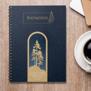 Modern Elegant Minimalist Forest Gold Deep Blue Notebook