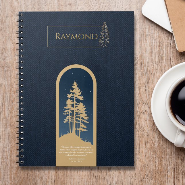 Modern Elegant Minimalist Forest Gold Deep Blue Notebook (Creator Uploaded)