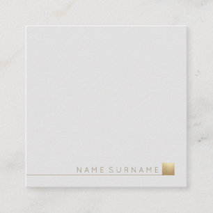Modern Elegant Minimalist Gold Accent Light Grey Square Business Card