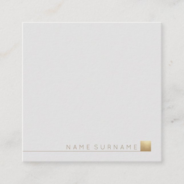 Modern Elegant Minimalist Gold Accent Light Grey Square Business Card (Front)