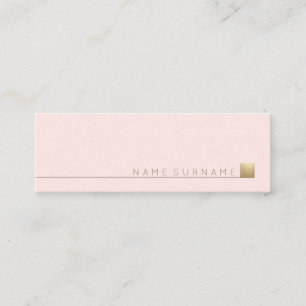 Modern Elegant Minimalist Gold Accent Pastel Pink Mini Business Card