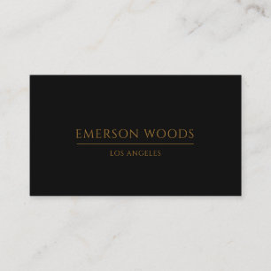 Modern Elegant Minimalist Gold Typography Black Business Card