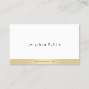 Modern Elegant Minimalist Gold White Professional Business Card