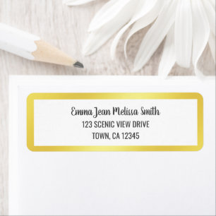 Modern Elegant Minimalist Golden Frame Address  Return Address Label
