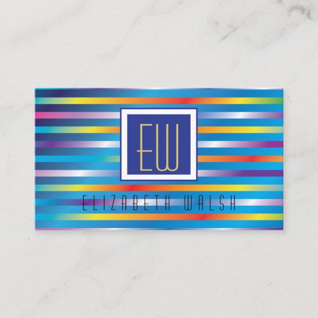 Modern Elegant Minimalist Gradient Lines 3,5 x 2,0 Business Card (Front)