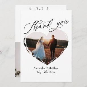 Modern Elegant Minimalist Love Heart Wedding Thank You Card