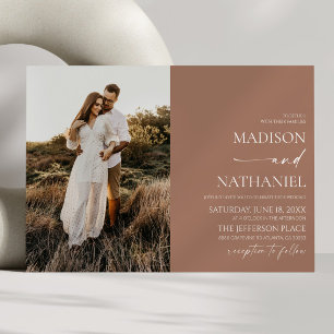 Modern Elegant Minimalist Mocha Mousse Wedding Invitation