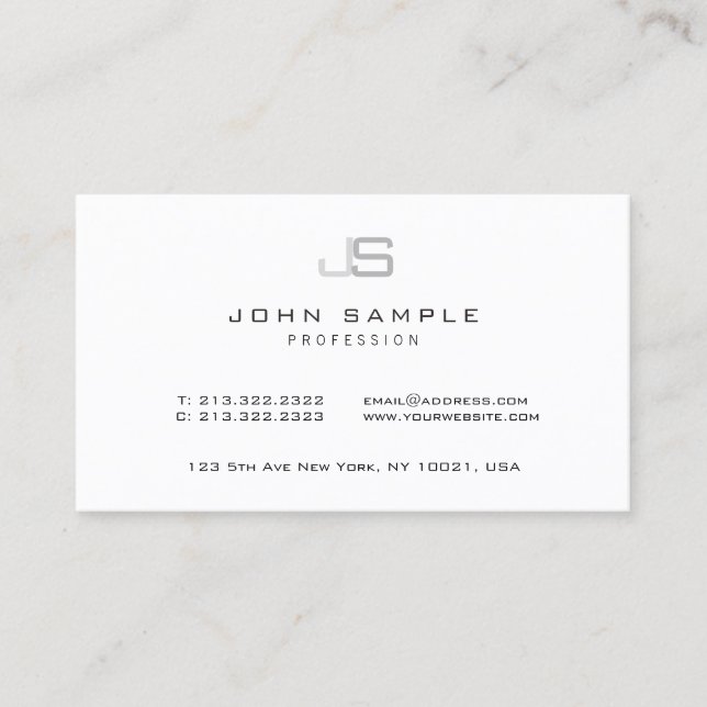 Modern Elegant Minimalist Monogram Template Business Card (Front)