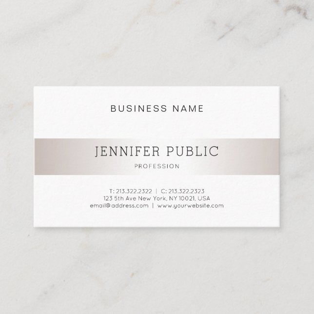 Modern Elegant Minimalist Professional Silver Chic Business Card (Front)