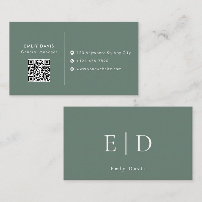 Modern Elegant Minimalist QR Code Business Card (Front/Back)