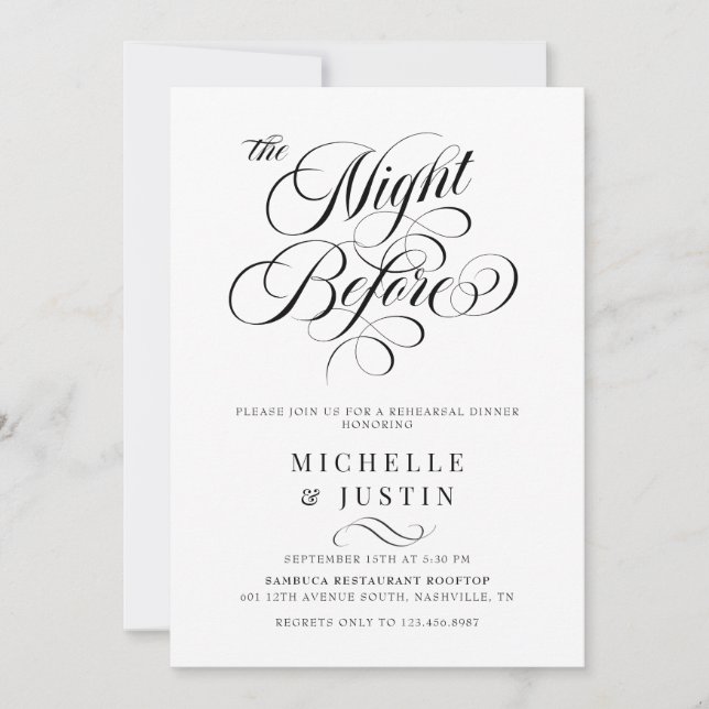  Modern Elegant Minimalist Rehearsal Dinner   Invitation (Front)
