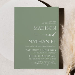 Modern Elegant Minimalist Sage Green Wedding Invitation
