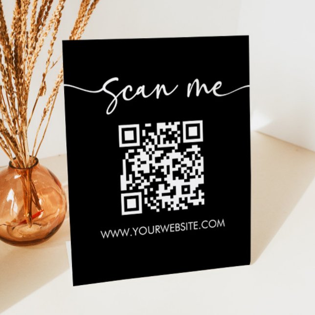 Modern Elegant Minimalist Scan Me QR Code Pedestal Sign (Creator Uploaded)