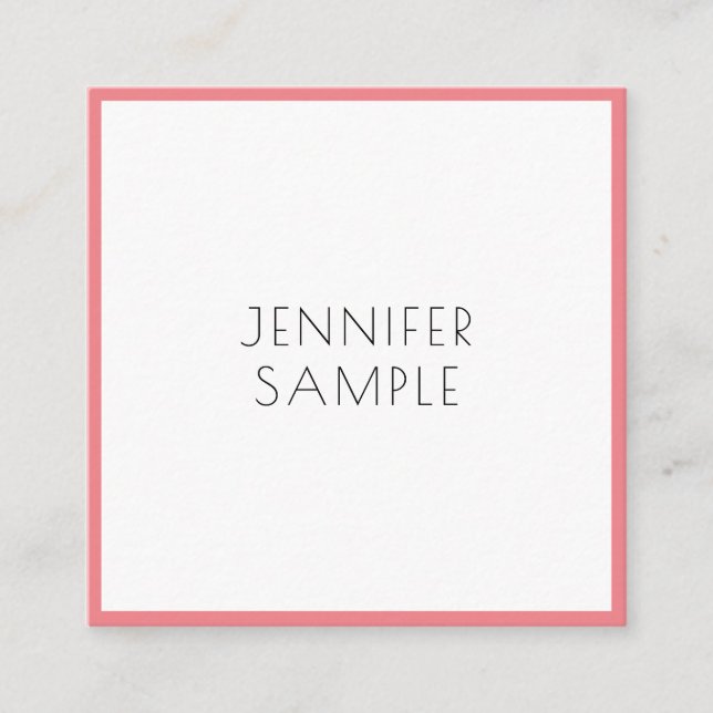 Modern Elegant Minimalist Template Charisma Red Square Business Card (Front)
