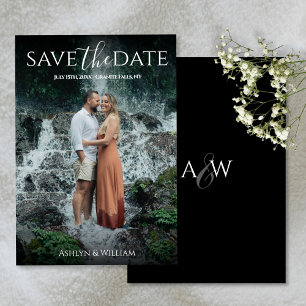 Modern Elegant Minimalist Typography Photo  Save The Date