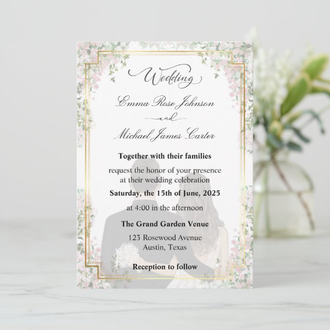 Modern Elegant Minimalist Wedding | Script Font Invitation (Standing Front)