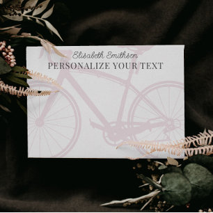 Modern Elegant Minimalistic Bicycle Pink Personal Stationery