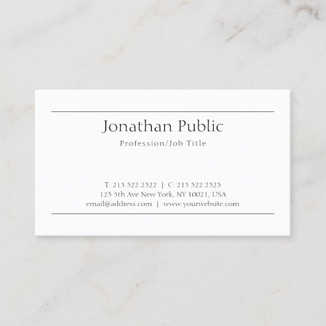 Modern Elegant Minimalistic Graphic Design Trendy Business Card (Front)