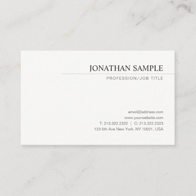 Modern Elegant Minimalistic Simple Design Template Business Card (Front)