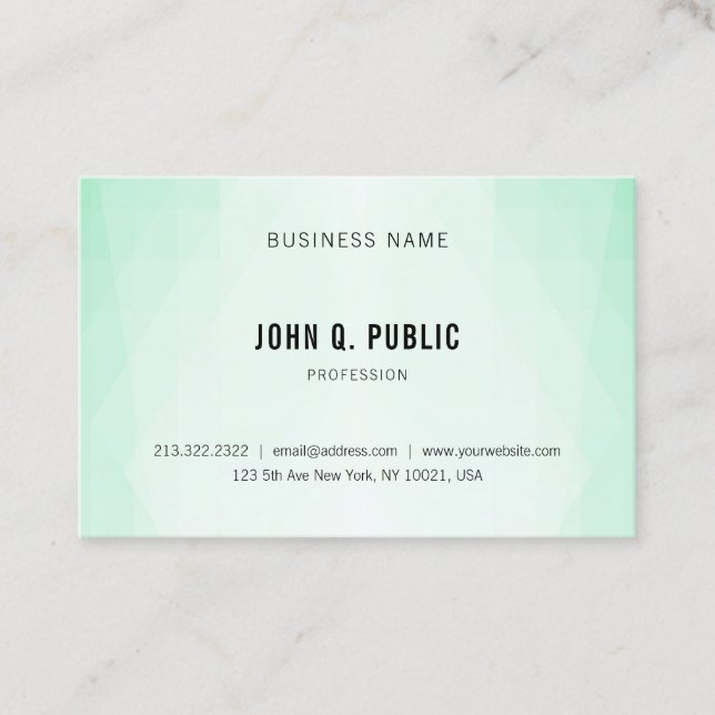 Modern Elegant Mint Green Professional Simple Business Card (Front)