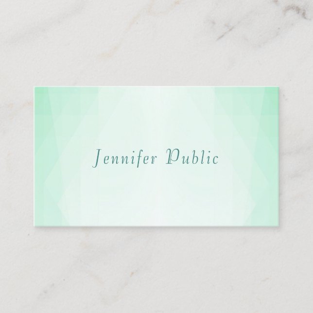 Modern Elegant Mint Green Script Monogram Template Business Card (Front)