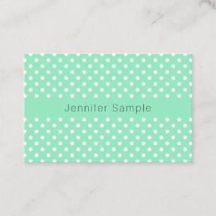 Modern Elegant Mint Green White Dots Template Business Card