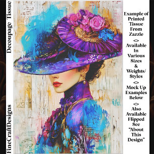 Modern Elegant Mixed Media Portrait FR2L Decoupage Tissue Paper